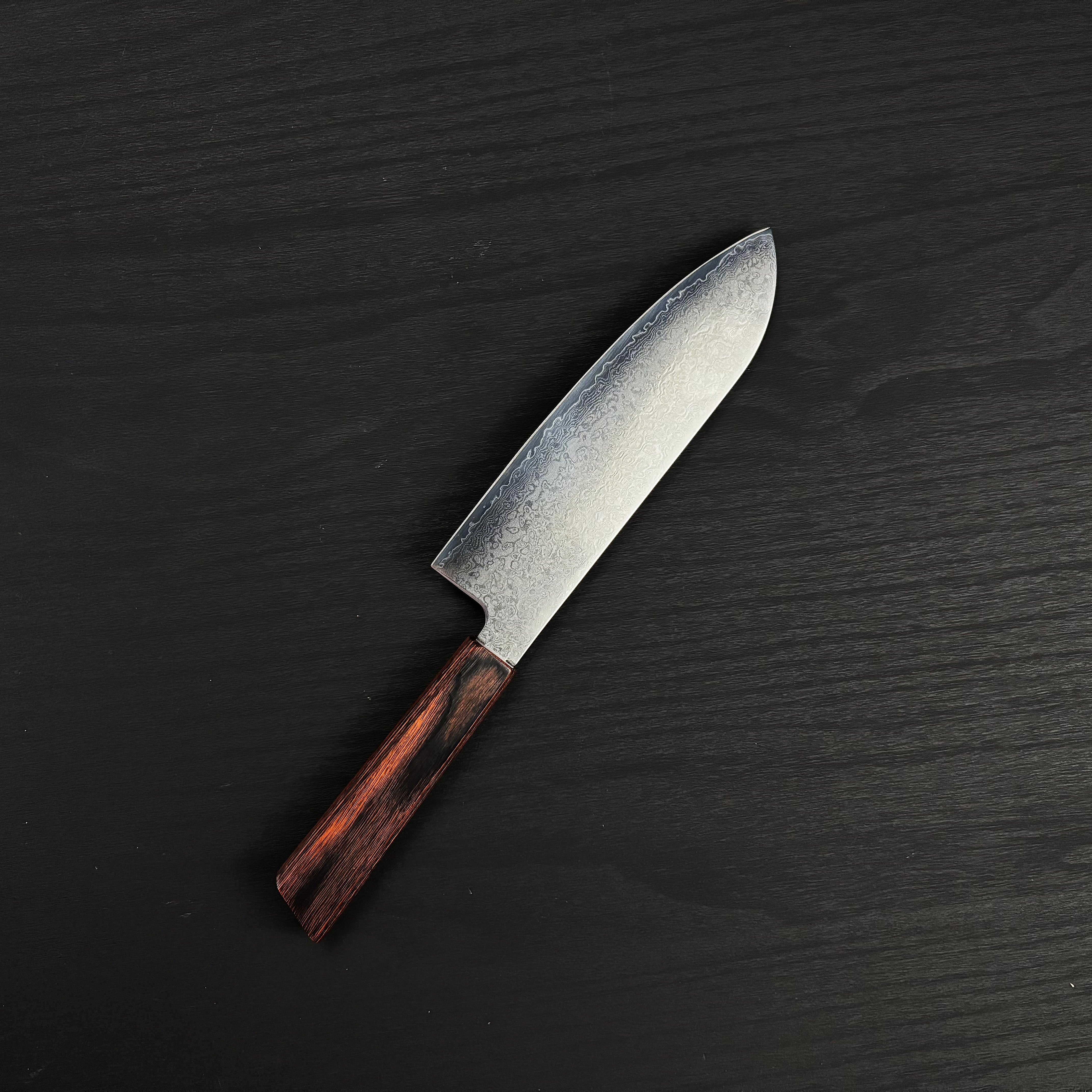 VG10割込 33層ダマスカス 三徳170mm 八角茶柄
