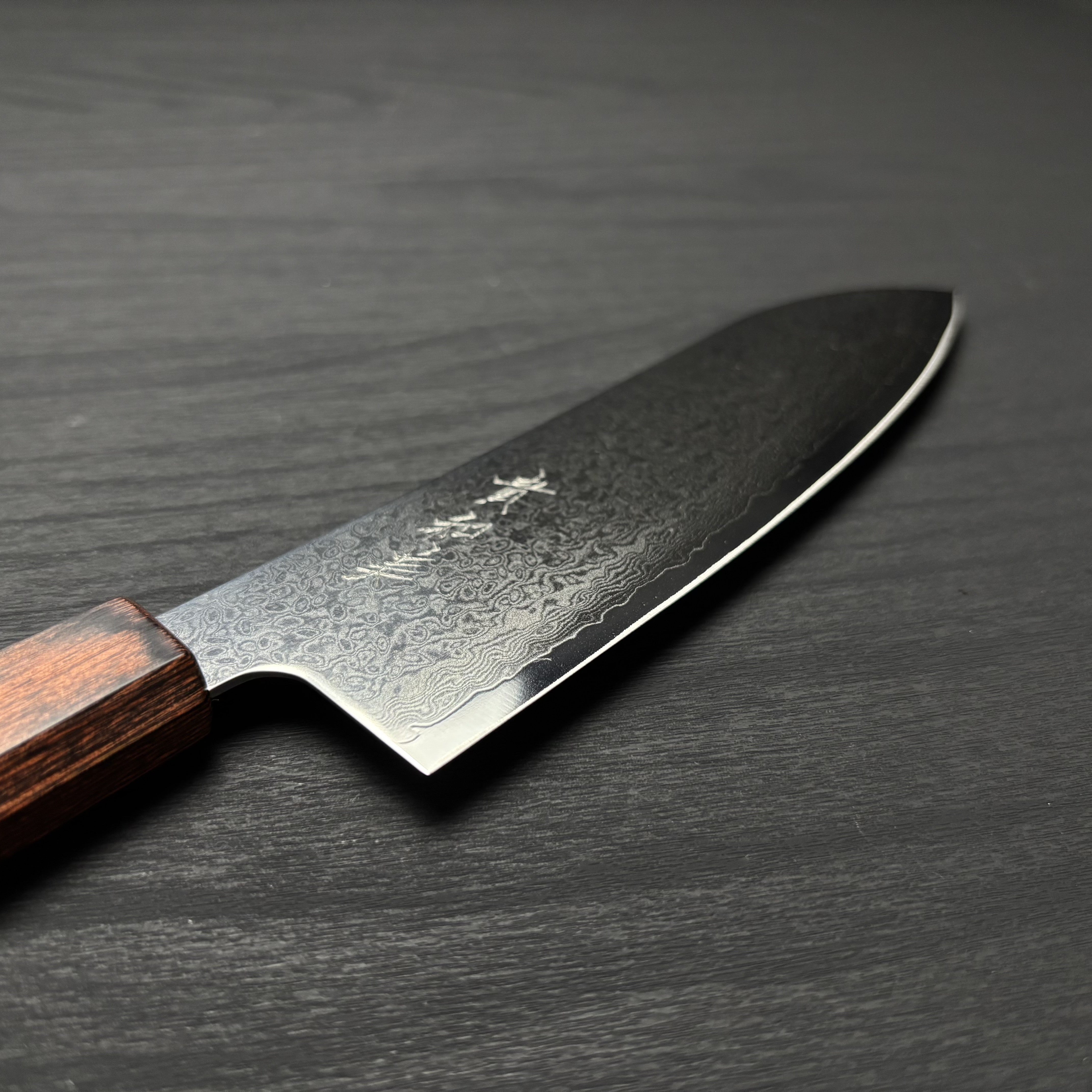 VG10割込 33層ダマスカス 三徳170mm 八角茶柄