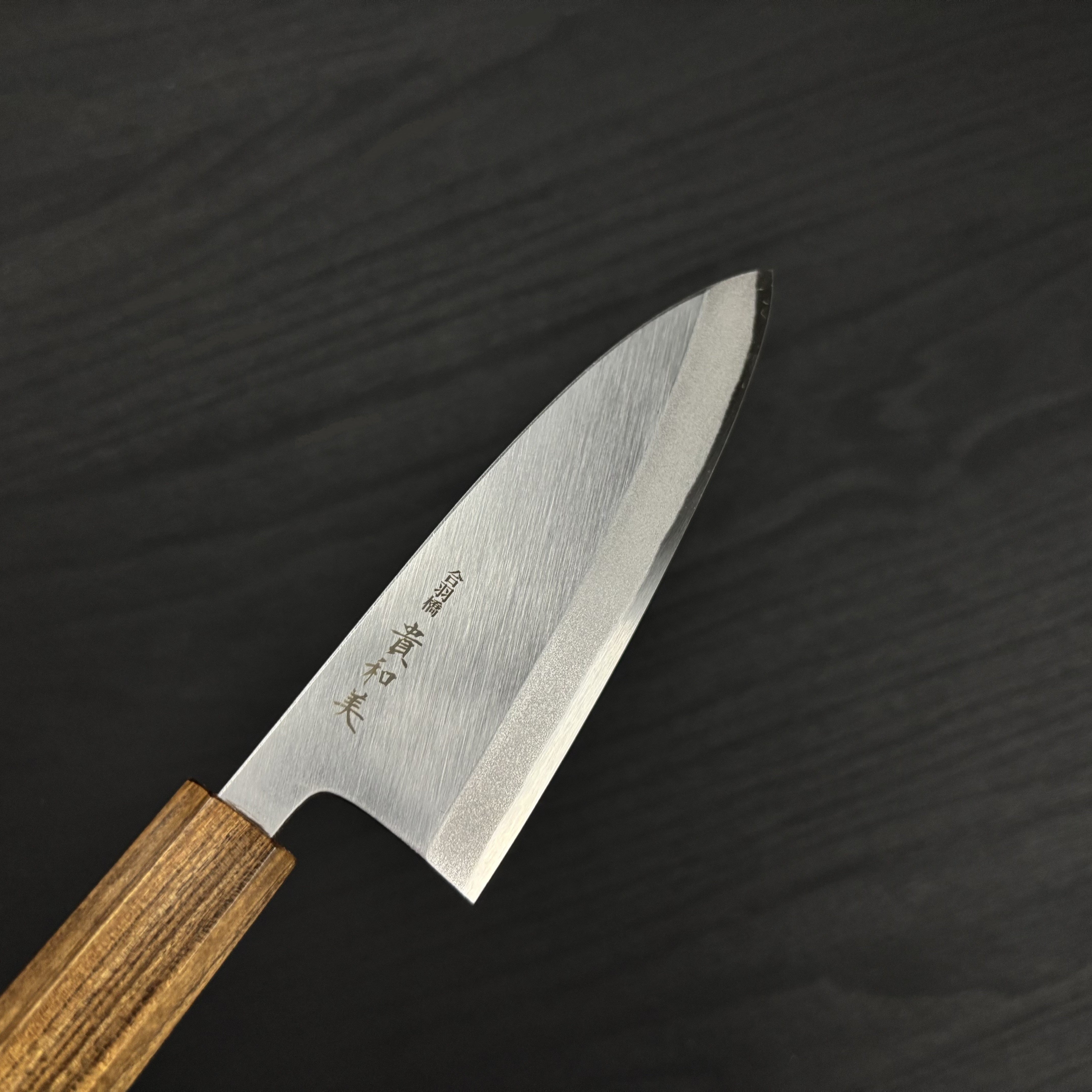 SK鋼ボカシ仕上 出刃135mm 灰檀一体型