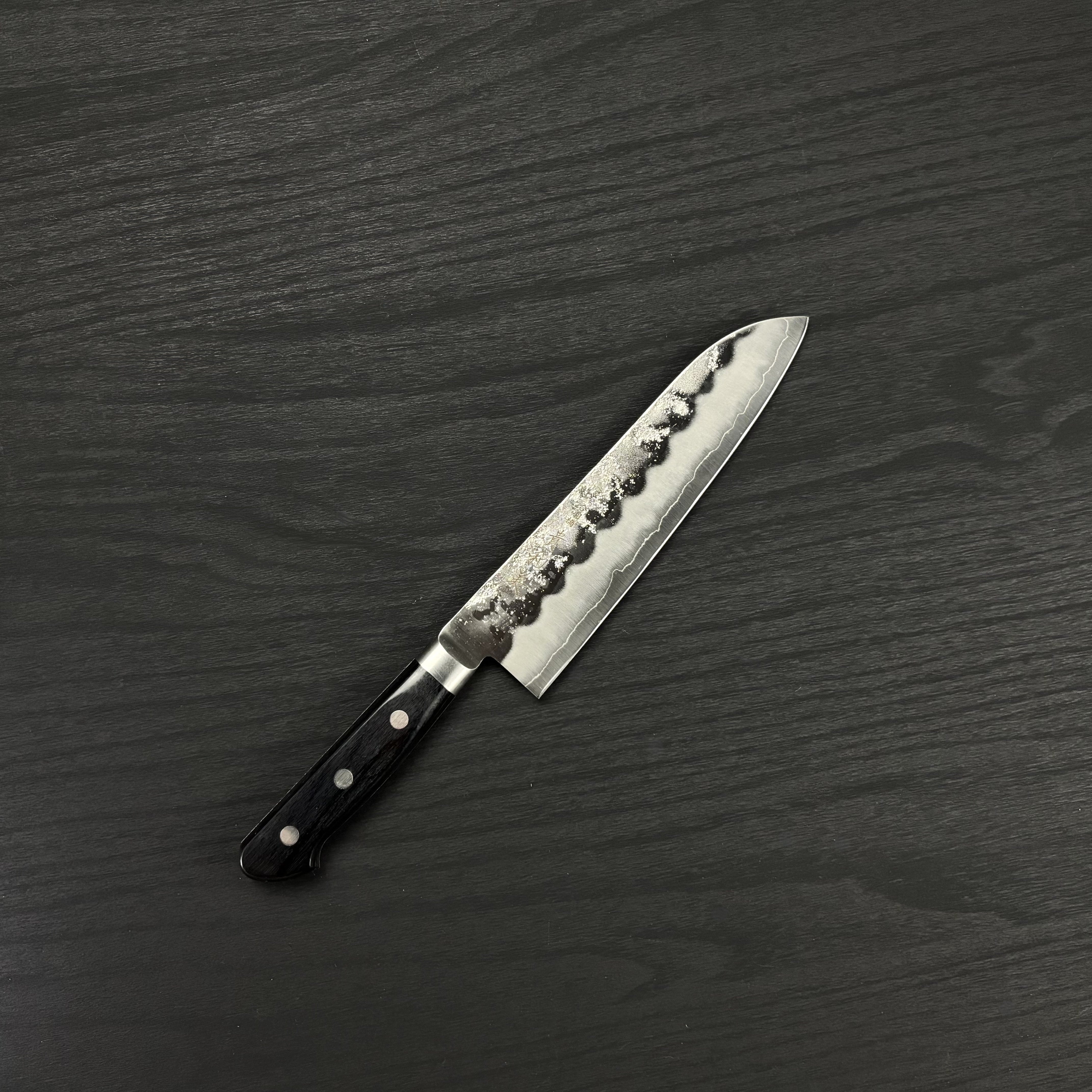 合羽橋貴和美 銀三梨地 黒柄 三徳180mm