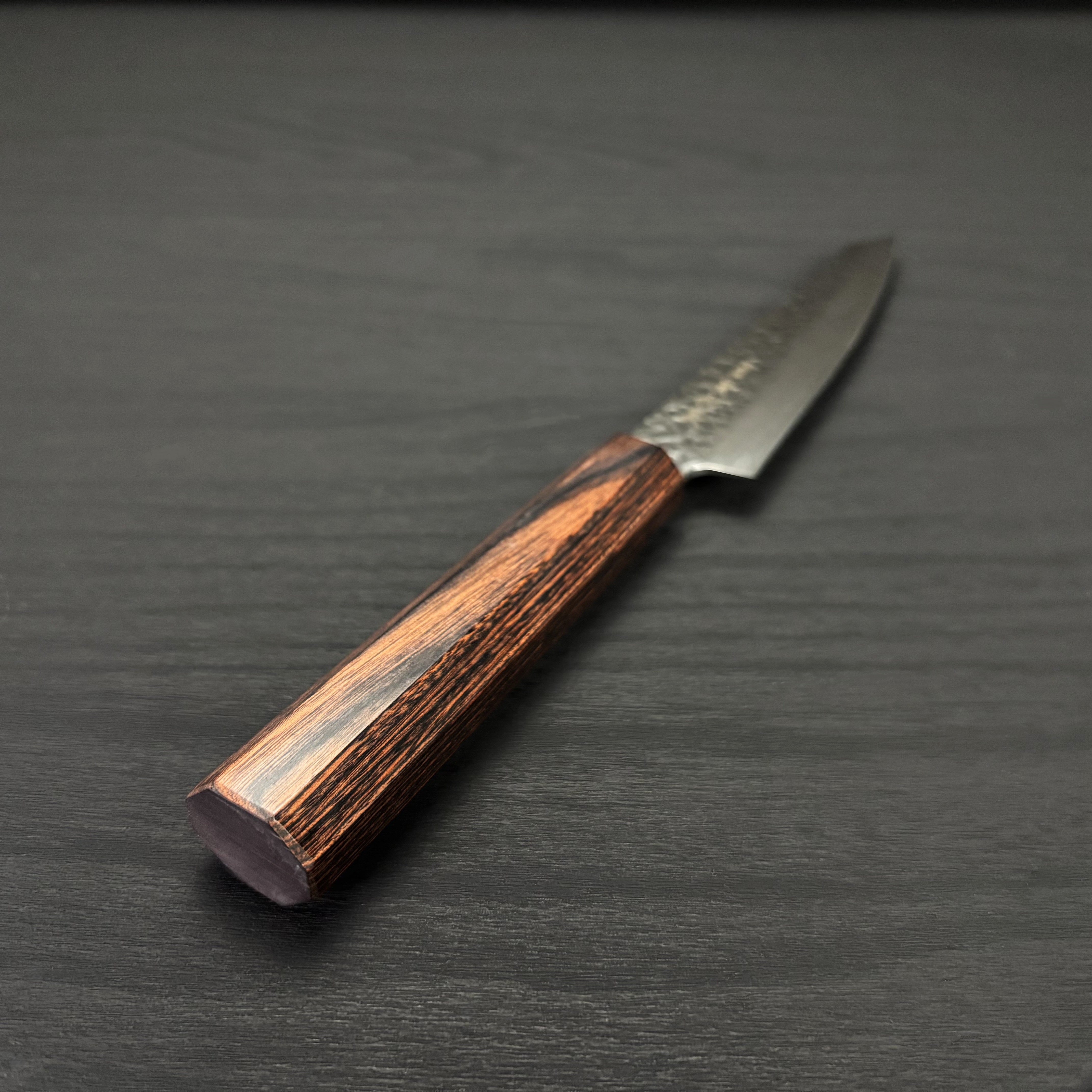 8A槌目マット 茶黒縞柄 切付ペティ150